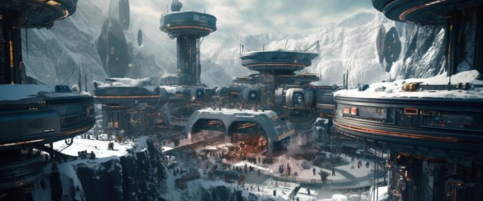 futuristic coastal city