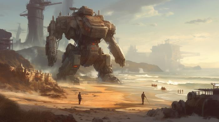 giant robot in desert