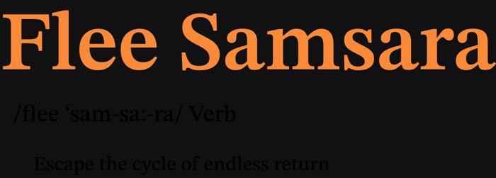 Flee Samsara orange wordmark with tagline