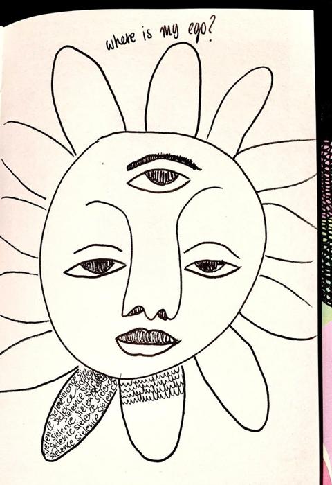 sun face line illustration
