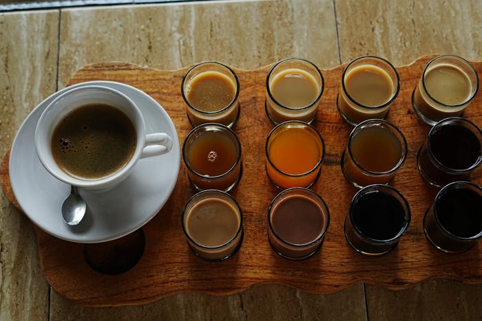 coffee flight top-down