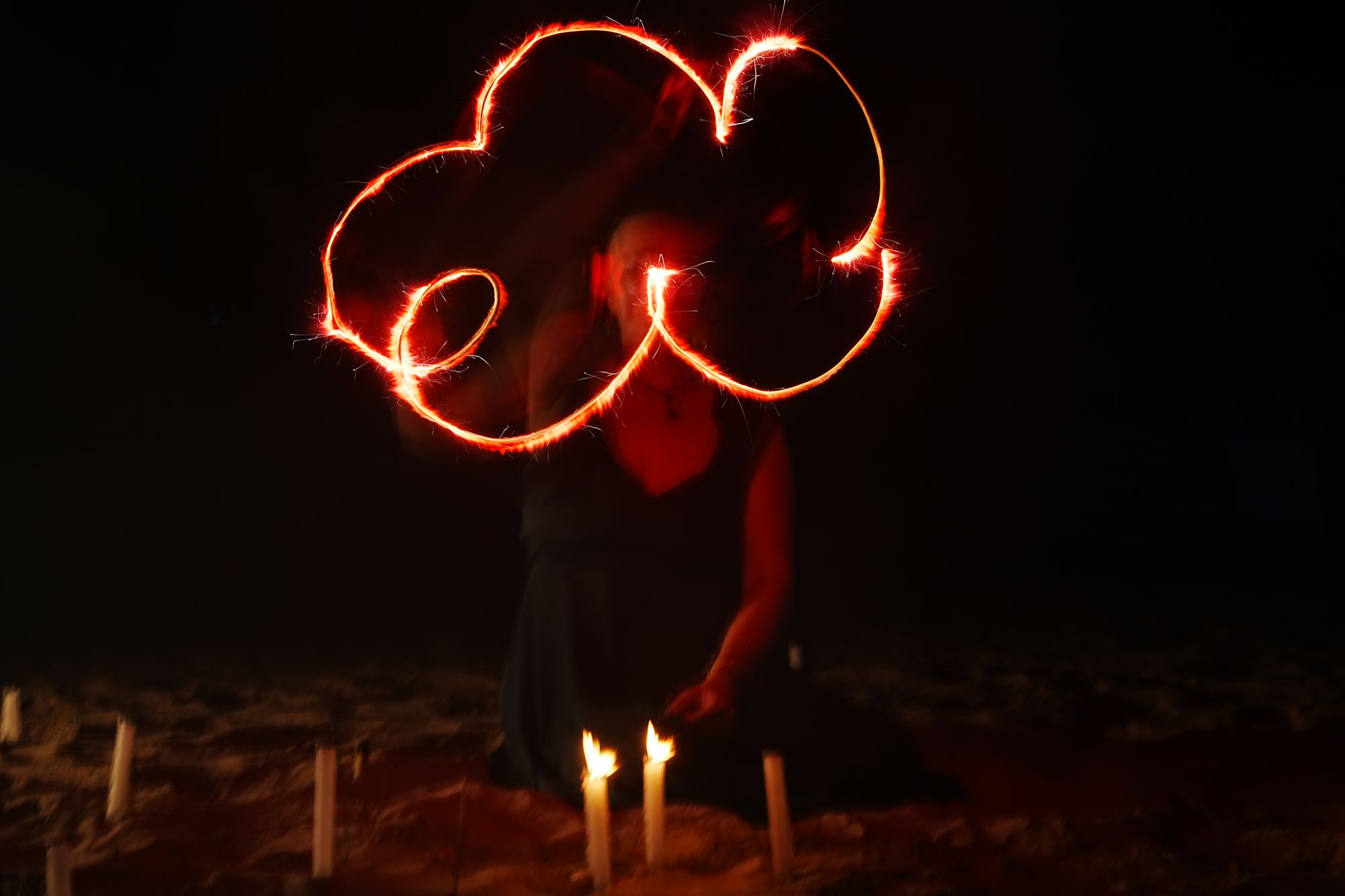 light painting flower circles